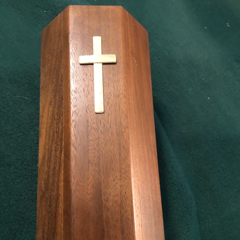 Handcrafted Black Walnut Crematory Urn .